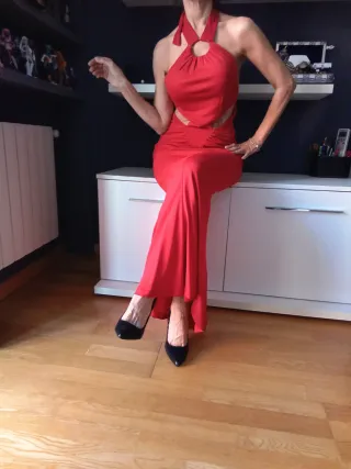 VESTIDO ROJO LARGO IDEAL NOCHEVIEJA