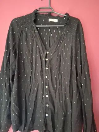 Camisa fiesta mujer negra con plateado