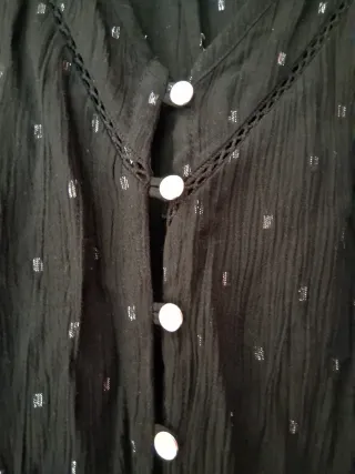 Camisa fiesta mujer negra con plateado