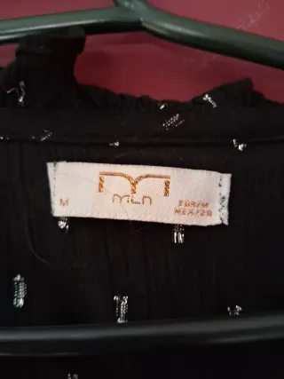 Camisa fiesta mujer negra con plateado