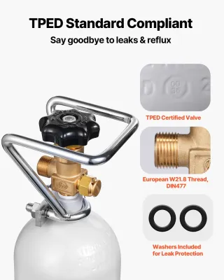 Bombola di Aria CO2, 2 kg CO2 in Lega di Acciaio