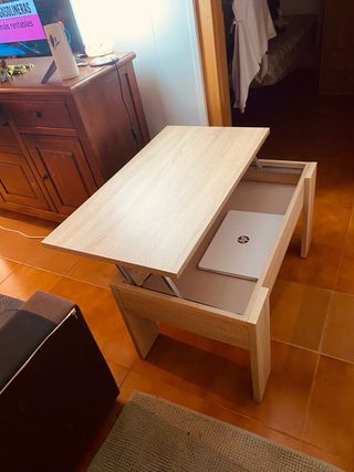 Mesa de centro elevable madera Tel.673254680