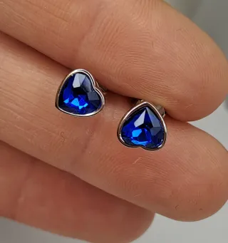 Orecchini Cuore Argento S925 Blu