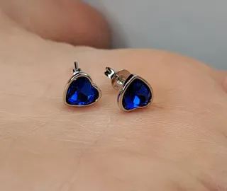 Orecchini Cuore Argento S925 Blu