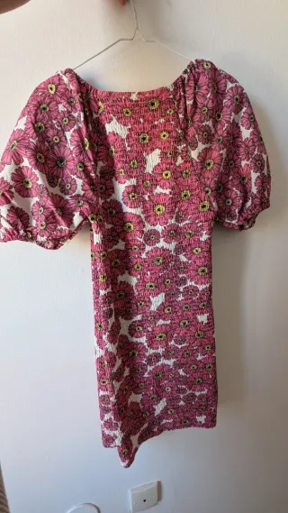 Vestido Zara Fruncido Estampado Floral