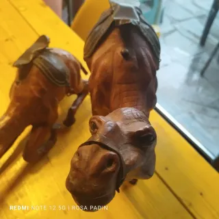 Camellos de cuero decorativos