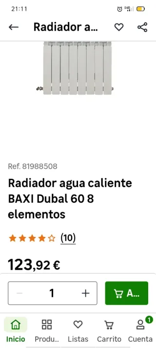 Radiador 8 elementos nuevo