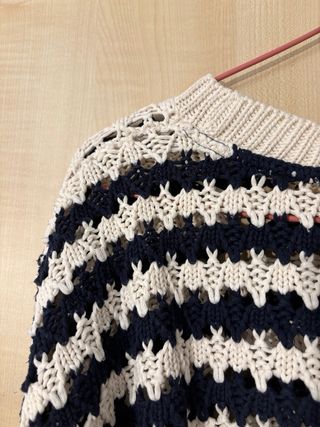 Jersey fino rayas blanco y azul marino