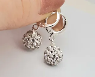 Orecchini Argento S925 con Sfere Cristallo