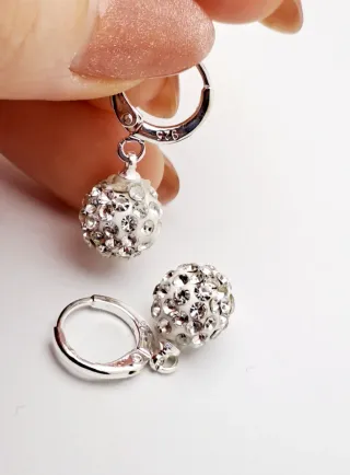 Orecchini Argento S925 con Sfere Cristallo