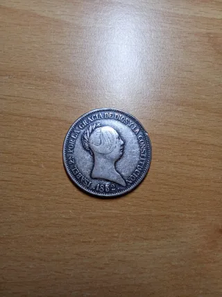 Moneda 20 Reales Isabel II 1852