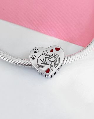 CHARM GATO CORAZON CHICA PARA PULSERA PANDORA CAJA