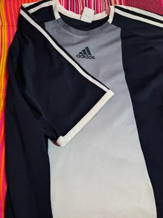 Camiseta Adidas Azul y Gris Talla XL