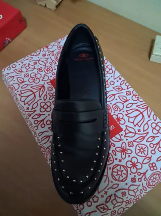 Mocassini Swish Jeans neri borchie donna