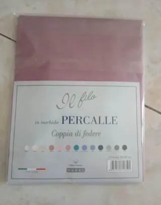 Coppia federe percalle 100% cotone