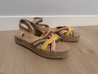 Sandalias esparto beige multicolor