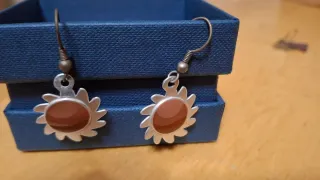 Pendientes Sol Marrón y Plata