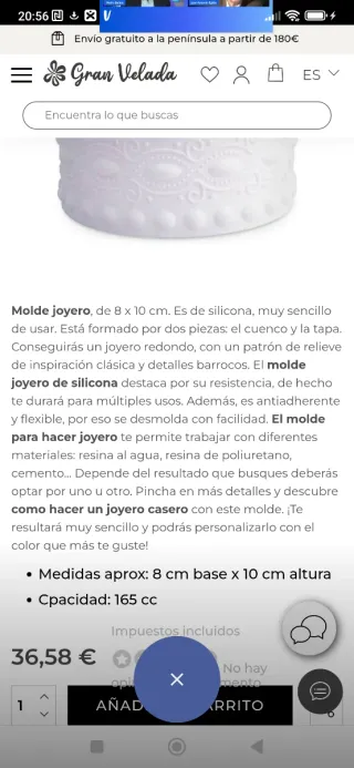 Molde Joyero Resina/Yeso