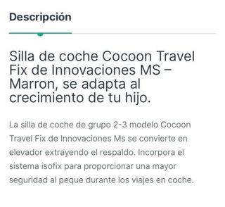 SILLA NIÑO PARA COCHE COCOON TRAVEL FIX 15-36 Kg