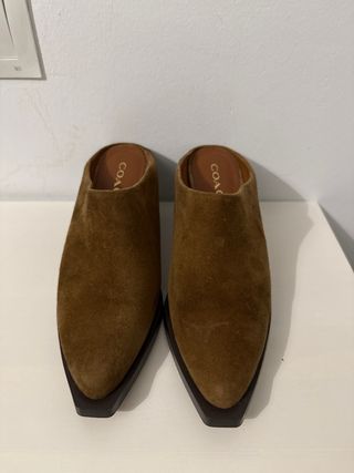 Mules Coach Marrones Piel Ante Talla 38