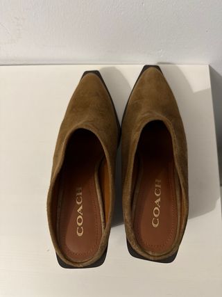 Mules Coach Marrones Piel Ante Talla 38