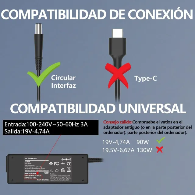 Caricabatterie portatile 90W per HP Pavilion G4 G6 G7