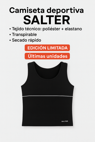 Blusa deportiva SALTER negra nueva con etiqueta
