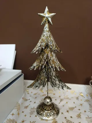 Adorno Estrella Navidad Metal Dorado y Plateado