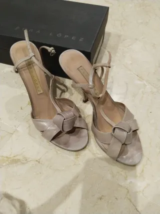 Sandalias Pura Lopez Rosa talco. Piel
