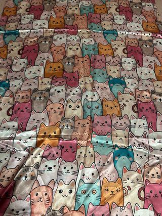 Pañuelo reversible flores y gatitos