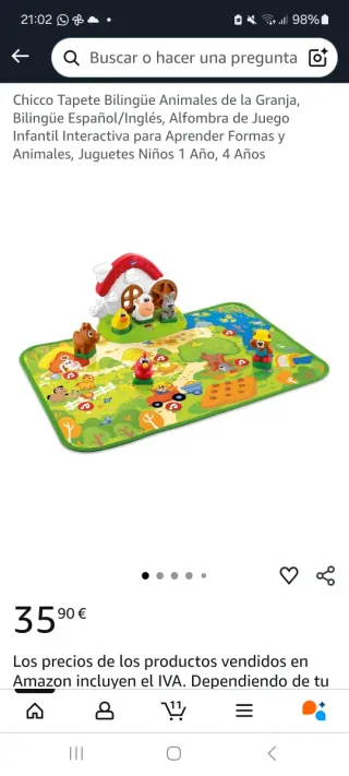 (Nuevo)Tapete bilingüe de animales Chicco