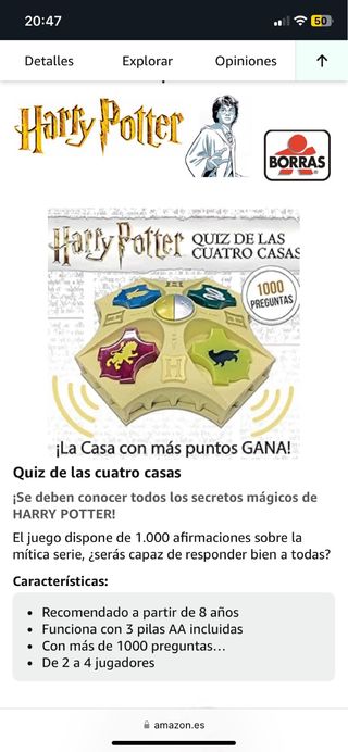 Juego interactivo preguntas y cartas  Harry Potter