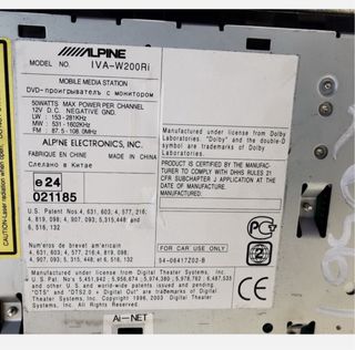 Radio DVD Alpine IVA-W200 para Coche