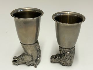 Coppia bicchieri Gucci anni '70 peltro