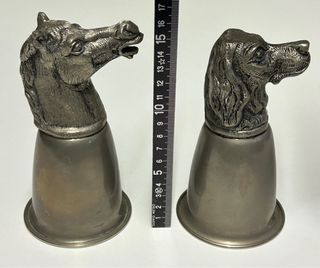 Coppia bicchieri Gucci anni '70 peltro