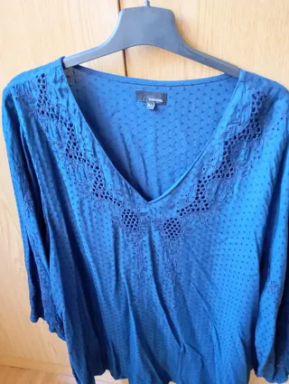 Blusa Couchel Plumeti Azul Talla XL+