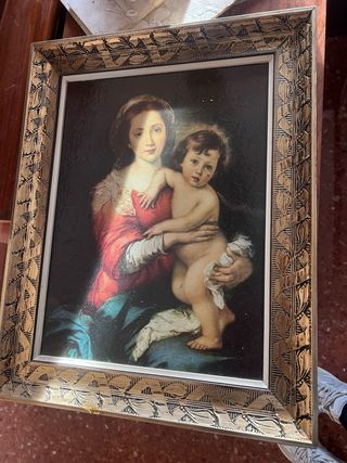 Cuadro Virgen con Niño + marco elegante