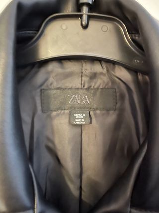 Chaqueta Cuero Negra Zara Talla M