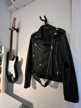 Chaqueta Cuero Negra Zara Talla M