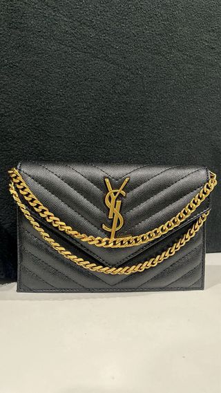Pochette Saint Laurent Envelope Nera Oro
