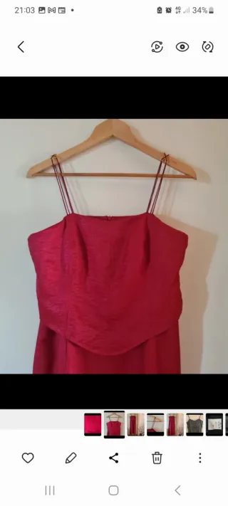 Vestido de fiesta rojo cereza tornasolado