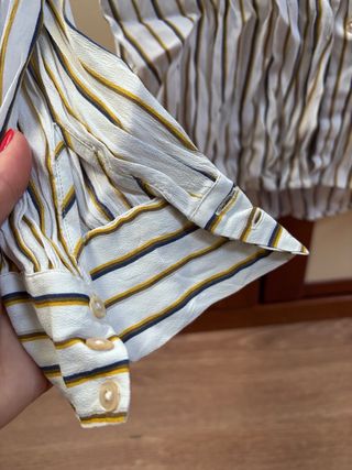 Camisa Massimo Dutti Rayas Verde Talla XS