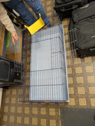 Gabbia per animali blu e gialla