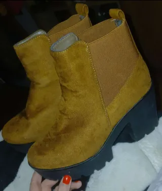 Botines tacón plataforma marrones talla 38