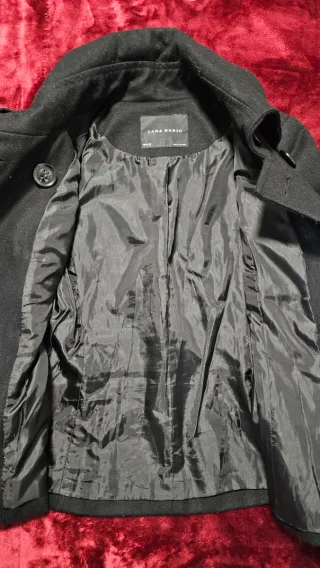 Abrigo Zara Negro Doble Botonadura