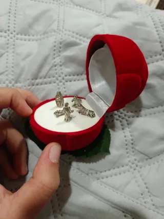 Mini Belén plateado en forma de Rosa