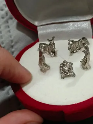 Mini Belén plateado en forma de Rosa