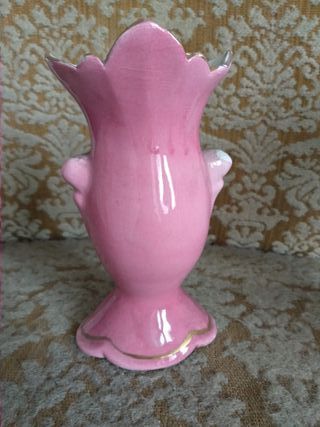 Florero Rosa Cerámica Decorado