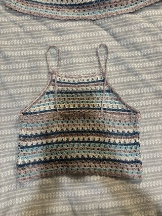 Conjunto Top Tirantes y Mangas Crochet