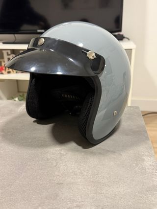 Casco Moto Vintage Gris